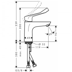  Focus Care 100 Mitigeur PMR  de lavabo CoolStart avec poignée extra longue, ComfortZone 100, Chrome (31917000)