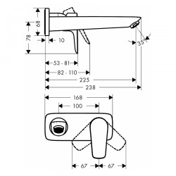 Talis E Mitigeur de lavabo encastré mural blanc mat, bec 225mm, bonde à écoulement libre (71734700)