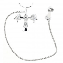 Ricordi Mélangeur pour baignoire avec douchette 150mm et support, Chrome et Blanc (IR023)