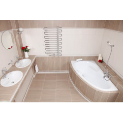  140 x 95 cm Luiza baignoire d'angle gain de place, orientation gauche en acrylique, sans pieds, blanc (LU1400L)