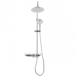  Colonne douche, Douchette 3 jets, mitigeur thermostatique, Barre réglable en hauteur, Chrome/Blanc SATSSTKP