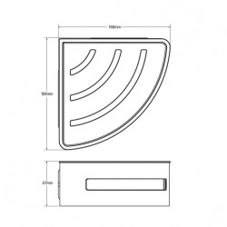 Panier d'angle pour la douche en acier inoxydable 16,5cm, Noir (SATDPOLROHMC)