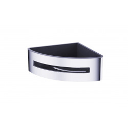 Panier d'angle pour la douche en acier inoxydable 16,5cm, Chrome et Noir (SATDPOLROHCHC)