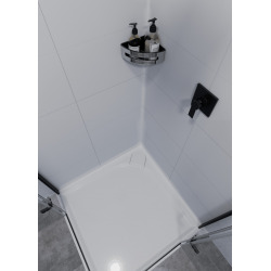 Panier d'angle pour la douche en acier inoxydable 16,5cm, Chrome et Noir (SATDPOLROHCHC)