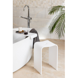  Tabouret ergonomique de salle de bain avec pieds antidérapants, Blanc, PMR (SATSTOLPLASTB)