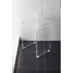  Tabouret ergonomique de salle de bain avec pieds antidérapants, Transparent, PMR (SATSTOLPLASTT)