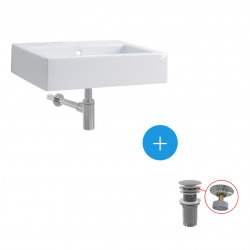 Ensemble Lavabo Twins 60x46cm + Bonde clic-clac + Siphon de lavabo, Chrome  (L51160000-SET)