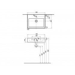 Ensemble Lavabo Twins 60x46cm + Bonde clic-clac + Siphon de lavabo, Chrome  (L51160000-SET)