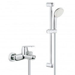 Set bain/douche avec Mitigeur Eurosmart Cosmopolitan + Barre de douche +  Douchette à main 2 jets, Chrome (32831000-TEMPESTA)