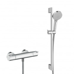 Ecostat Set mitigeur thermostatique + Barre 65cm + Douchette 2 jets + Flexible + Porte-savon, Chrome (13211000-Vernis)