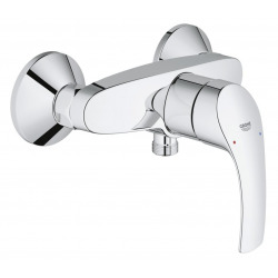Set de douche mitigeur Eurosmart + Douchette Stick 1 jet, support mural, flexible, Chrome (33555002-CUBESTICK)