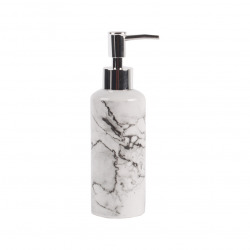 Marmo Set d'accessoires de salle de bain Distributeur de savon + Porte savon + Gobelet, Aspect marbre (Marmo-SET)