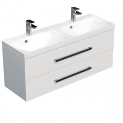  Meuble de salle de bain Naturel Cube Way 120x40 cm blanc brillant (CUBE2120ZBLBU)
