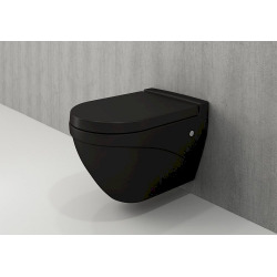 Pack WC Bâti-support Duofix + WC sans bride Taormina noir mat + Abattant frein de chute + Plaque noire (BlackTaorminaGeb-7)