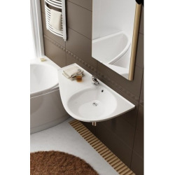 Avocado Comfort Lavabo 85x45cm, style asymétrique gain de place, orientation gauche, avec perçage et trop plein (XJ1L1100000)