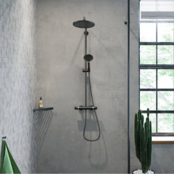  Colonne de douche 280 1jet EcoSmart 9l/min avec mitigeur thermostatique Croma Select S, noir mat (26891670)