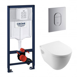 Nouveau Pack Bati WC Grohe RIMLESS avec plaque Arena (39186rimless+ / BP)