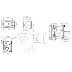 Pack WC Rapid SL GROHE + Cuvette Ideal Standard Tesi Aquablade rimless + Plaque de commande Grohe Skate Chrome