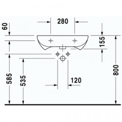 D-Code Lavabo suspendu avec trop-plein, 1 trou pour la robinetterie, 600 mm, blanc alpin (23126000002)