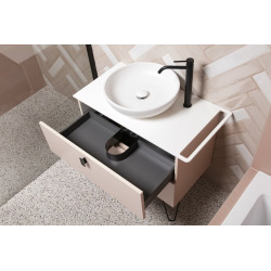 Siko Meuble de salle de bain sous vasque avec porte-serviettes Naturel Art Déco Rose Beige mat (ARTDECO60RBBU)