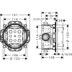  Corps d&apos;encastrement iBox universal (HG-01800180)