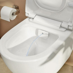 WC avec bidet suspendu SAT Infinitio avec abattant, vidage arrière et fonction lavante (SATINF011RREXPBFCT)