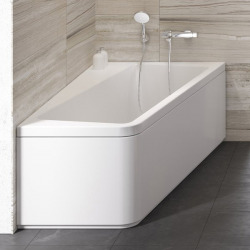10° Tablier en acrylique blanc pour baignoire avec kit de montage, orientation droite, 170 cm (KitTablier10°Droite170)