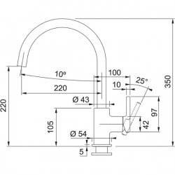  Lina Mitigeur d'évier avec rotation 360°, Noir mat (115.0626.019)