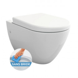 Pack WC Bâti-support UP320 + WC sans bride Bello + Abattant softclose + Plaque Sigma20 Chrome (GebBello-P)