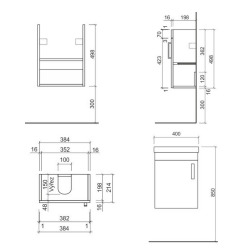  Vario Dekor Set Meuble suspendu 40x50cm, Chêne + Vasque en céramique (VARIO240BIDB)