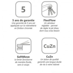  10° Mitigeur de lavabo 170 mm avec mousseur flexible, Chrome (X070129)