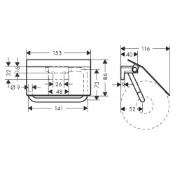  AddStoris Porte-papier WC mural avec couvercle, Noir mat (41753670)