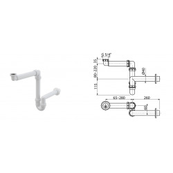 Siphon gain de place pour lavabo 5/4" x DN40 blanc AlcaPlast (A434)