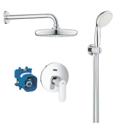 Eurosmart Cosmopolitan Set de douche encastrés tout en 1 avec douche de tête TEMPESTA 210 + Douchette 2 jets, Chrome (25183001)