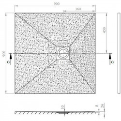  Alek Receveur de douche carré 90x90cm avec siphon, en marbre coulé, Blanc (SATALEK90QB-S)
