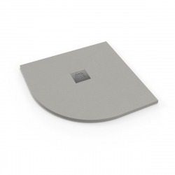  Alek Receveur de douche quart de rond 80x80cm avec siphon, marbre coulé, Gris (SATALEK80SS-S)