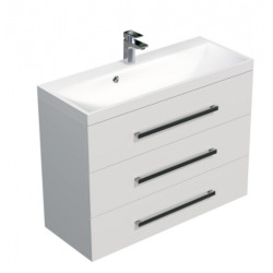 Meuble de salle de bain avec lavabo Naturel Cube Way 100x76,5x40 cm blanc brillant (CUBE21003BL)