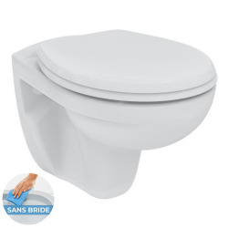 Pack WC Bâti-support Rapid SL + WC sans bride Eurovit avec abattant + Plaque chrome (RapidSL-Porcher-2)