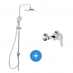 Swiss Aqua Technolgy Set de douche avec mitigeur + Douchette 3 jets barre avec curseur + Douche de tête XXL 254 mm Chrome