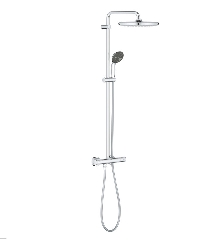 Grohe Quickfix Colonne de douche thermostatique XXL Round 250 + Douchette 2  jets, Chrome (26816022)