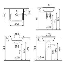 VitrA Integra lavabo suspendu 45 × 40 cm avec trop-plein, blanc