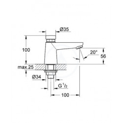  Euroeco Cosmopolitan T Robinet temporisé, Chrome (36265000)