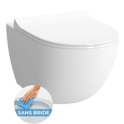 Pack Bâti-autoportant Rapid SL + WC sans bride Vitra Sento + Abattant softclose + Plaque chrome mat (ProjectSmoothSento-5)