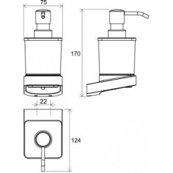  10° Distributeur de savon mural, en verre dépoli avec support en métal, Chrome (X07P323)