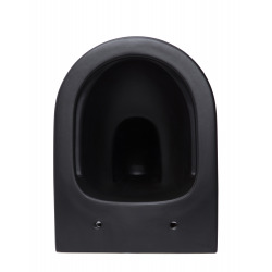 Cuvette suspendue Infinitio noir mat sans bride et fixations invisibles + abattant frein de chute (SATINFBKMrimless)