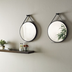Miroir de salle de bain rond 50 cm avec cadre noir Naturel (ZREM50C)