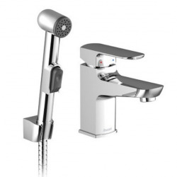 Mitigeur de lavabo avec douchette de bidet et support au mur, Chrome (X070076)