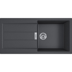 Sirius 2.0 S2D 611-100 Tectonite évier à encastrer 1 bac, avec égouttoir, Noir