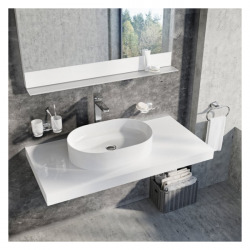 Slim O Lavabo en céramique 55x37 cm, sans trop-plein, Blanc (XJX01155001)