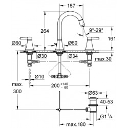 Grandera  Mélangeur 3 trous 1/2" Lavabo Taille M